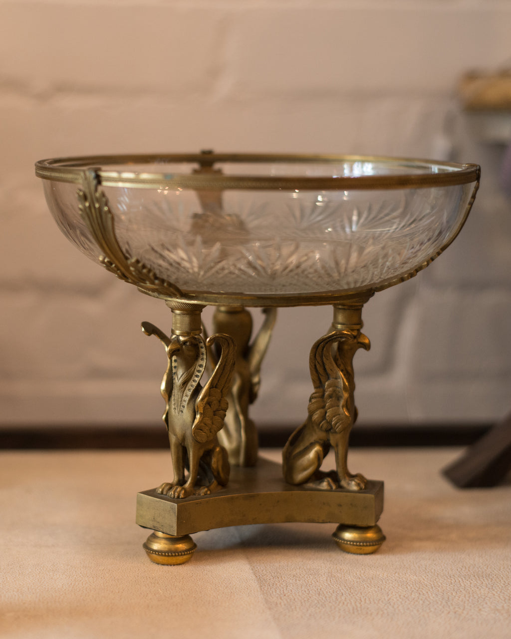 ANTIQUE BACCARAT BRONZE MOUNT BOWL