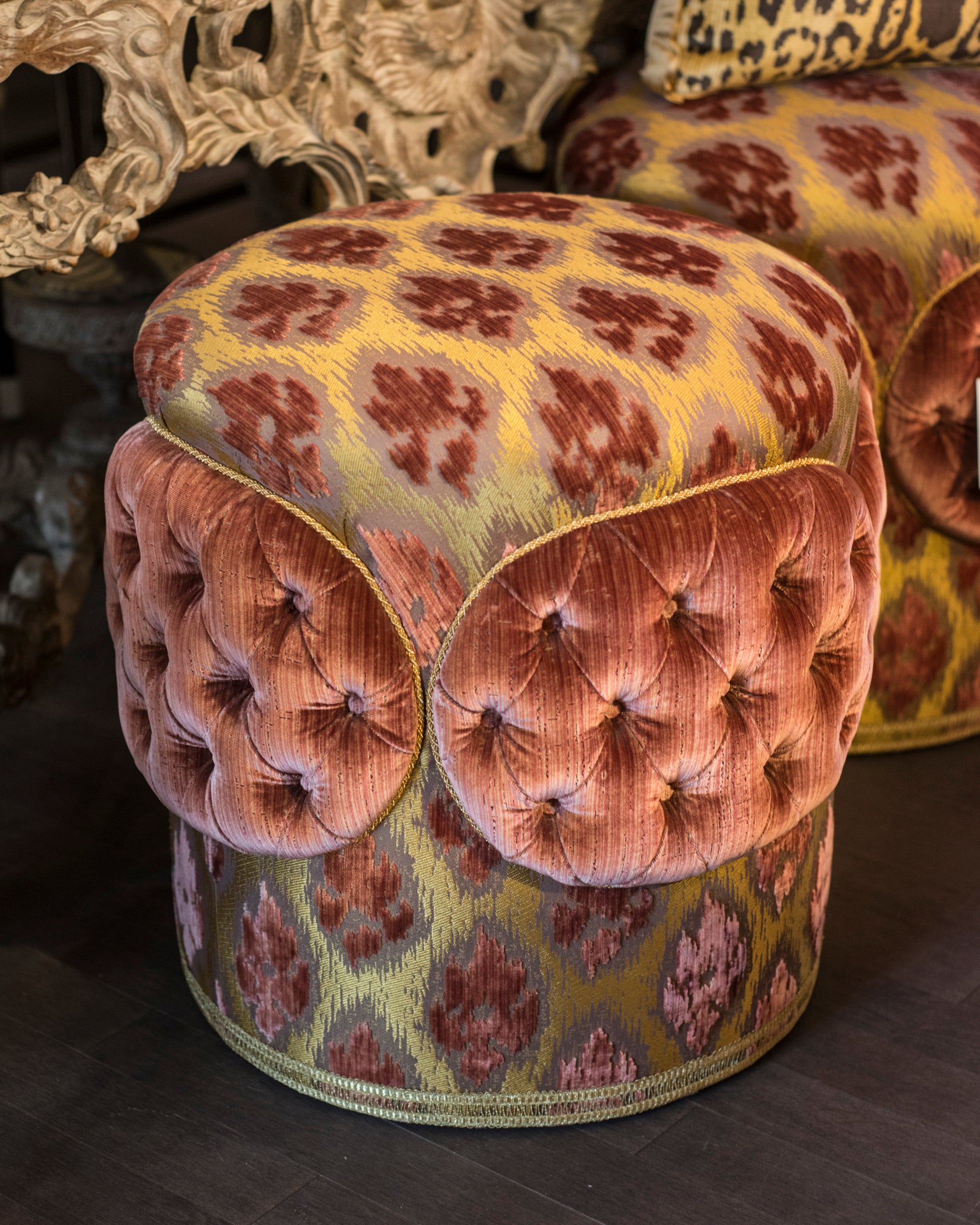 STUDIO MAISON NURITA BESPOKE OTTOMAN UPHOLSTERED IN BEVILACQUA SILK VELVET