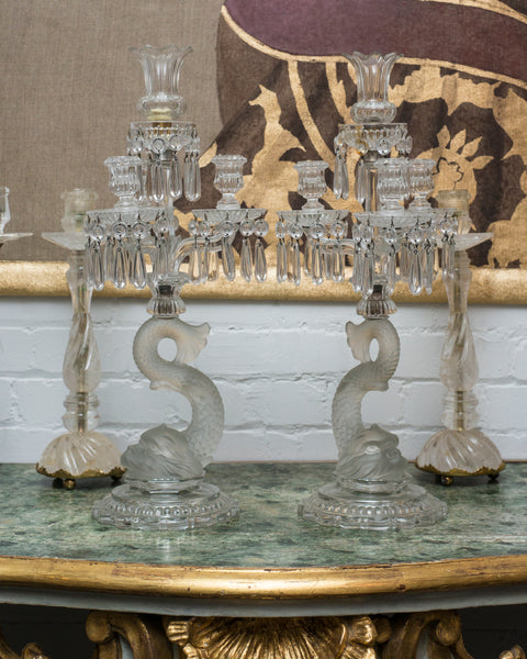 ANTIQUE PAIR OF BACCARAT CANDELABRAS