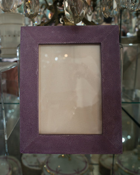 A small picture frame in lavender Shagreen & walnut, backed in suede.