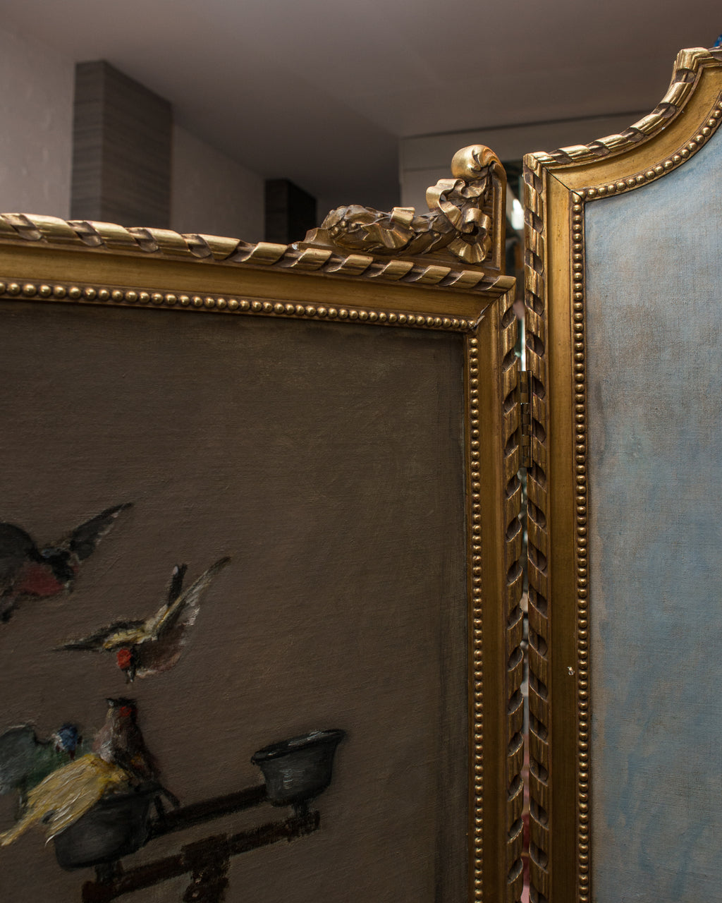 ANTIQUE PAINTED TRIPTYCH SCREEN BY CHARLES MONGINOT (1825-1900)