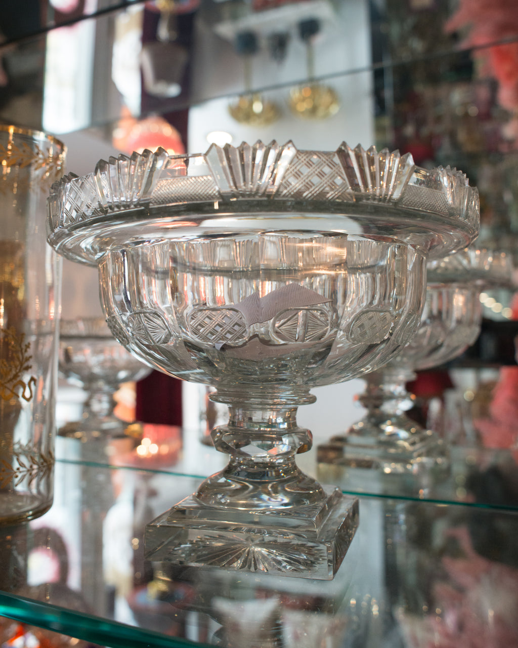 ANTIQUE IRISH LARGE CUT CRYSTAL BOWL
