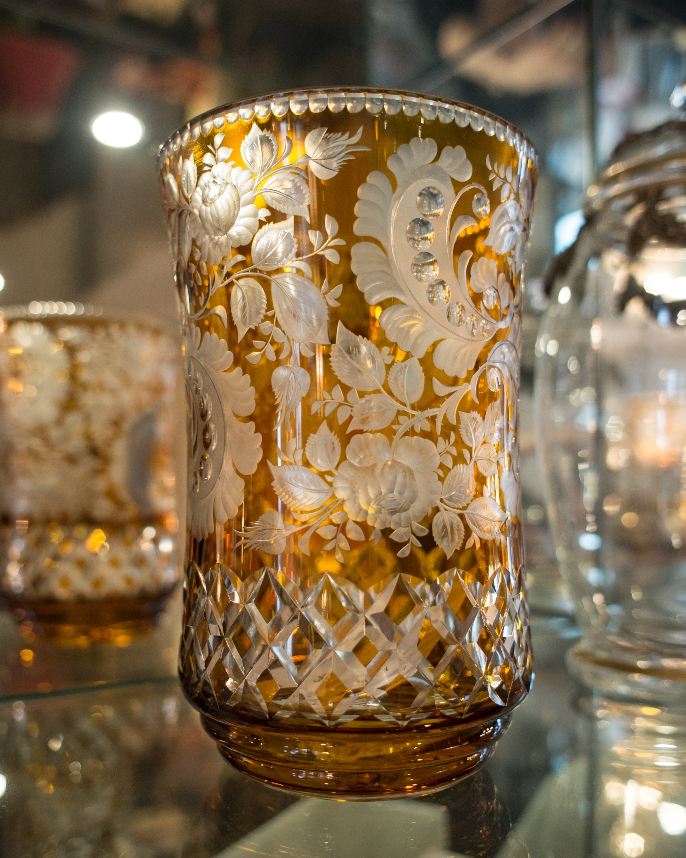 ANTIQUE BOHEMIAN AMBER GLASS VASE