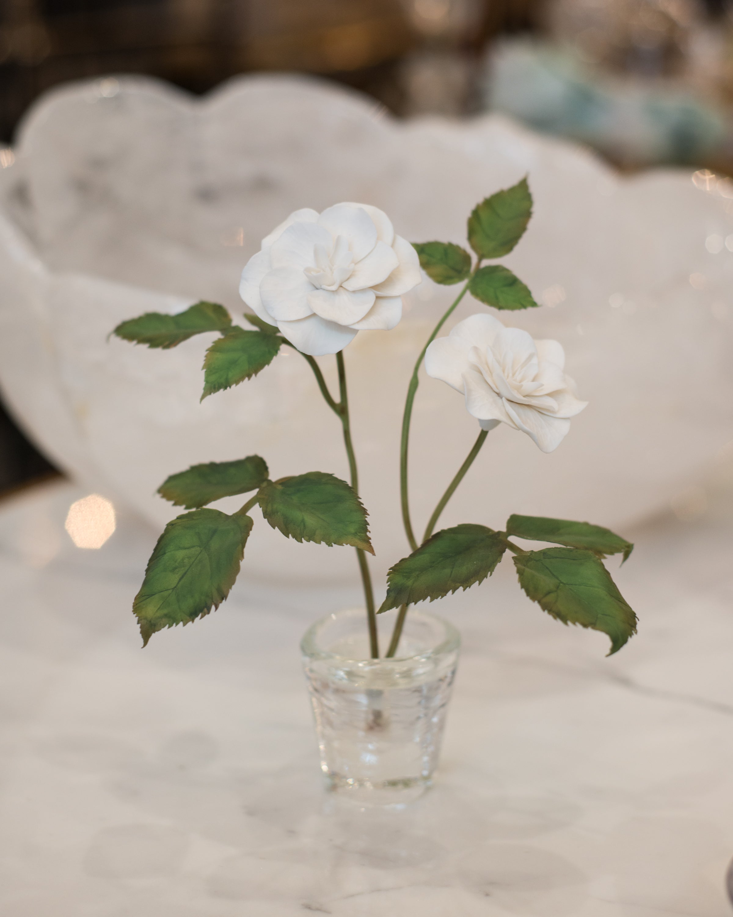 SMALL WHITE PORCELAIN ROSEBUSH