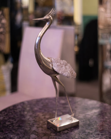 MID-CENTURY AMETHYST & STERLING SILVER BIRD