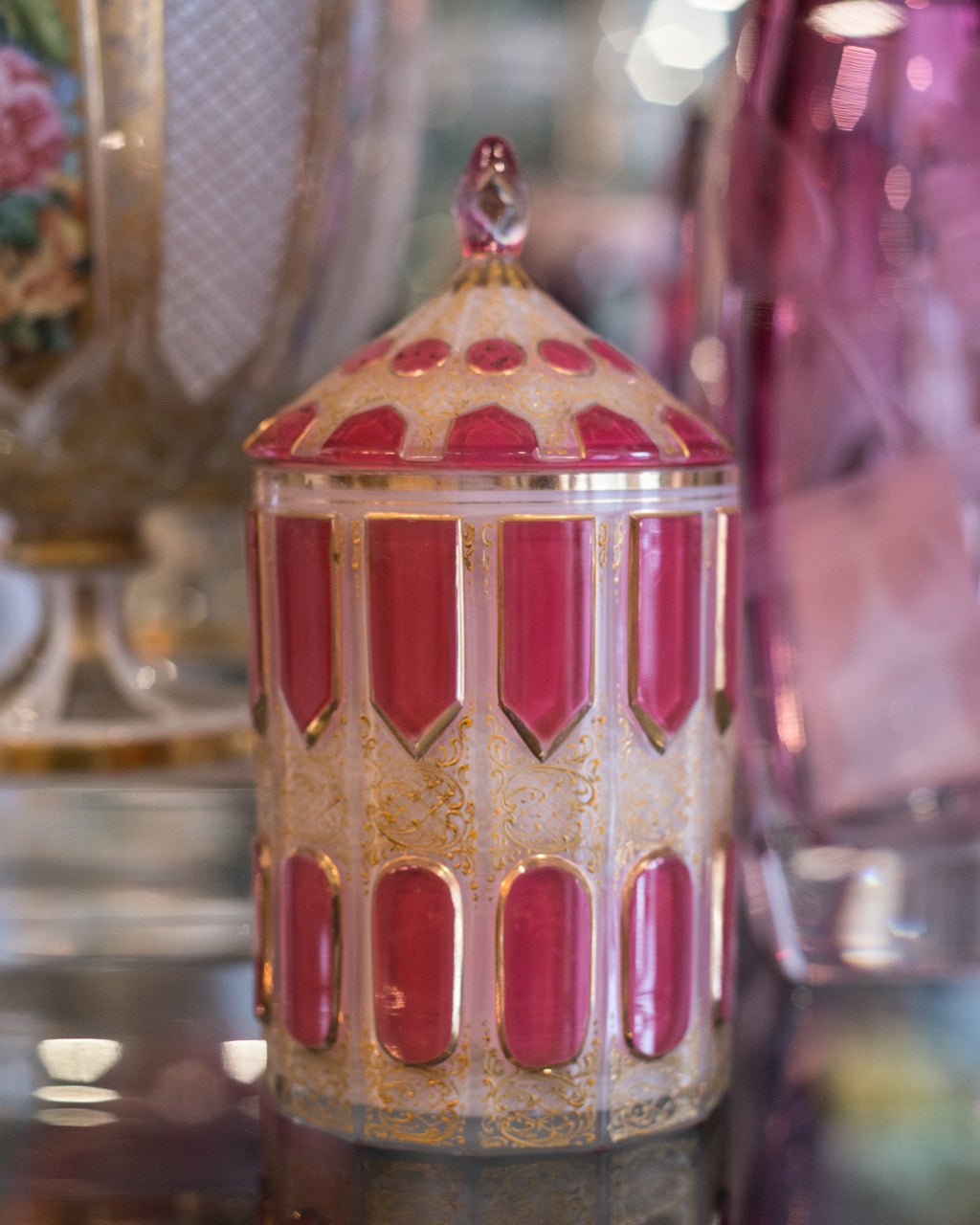 ANTIQUE BOHEMIAN GLASS CANISTER
