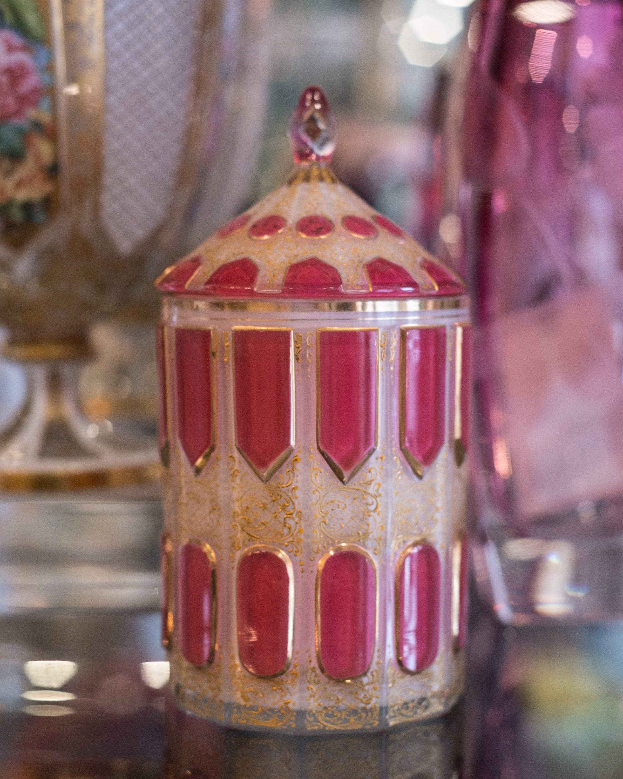 ANTIQUE BOHEMIAN GLASS CANISTER