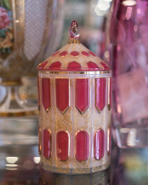 ANTIQUE BOHEMIAN GLASS CANISTER