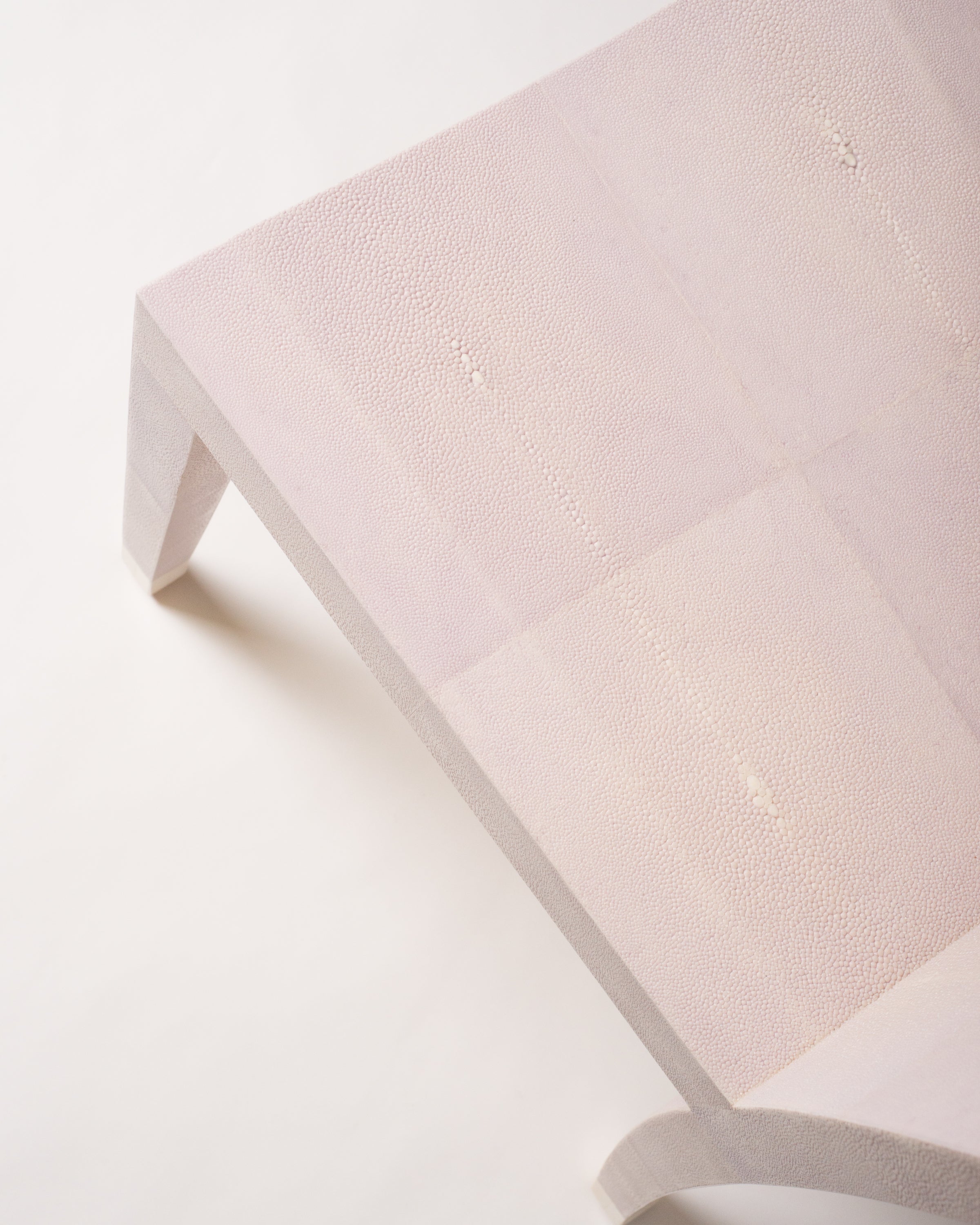 This Shagreen Chair was designed by Nurit for her own personal office. The refined tapered leg is capped with a bone toe. Working with the vendor in Asia, Nurit selected this particular shade of pale lavender. This elegant yet modern chair is well suited for a bathroom, a woman’s vanity or a desk. Maison Nurita invites you to take a seat.