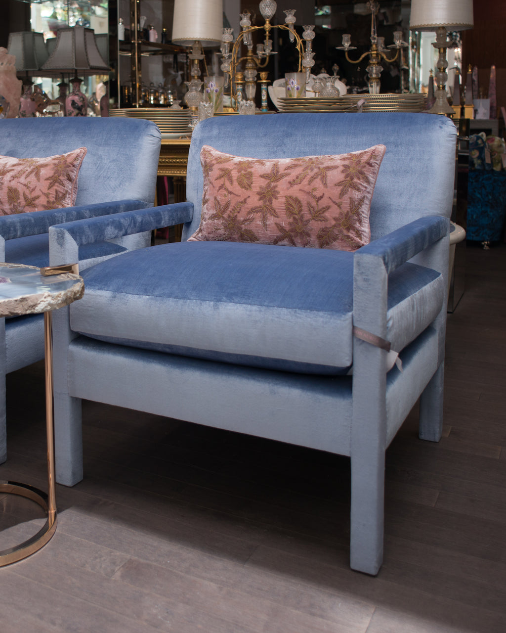 STUDIO MAISON NURITA PARSONS CHAIR UPHOLSTERED IN DELFT SILK VELVET