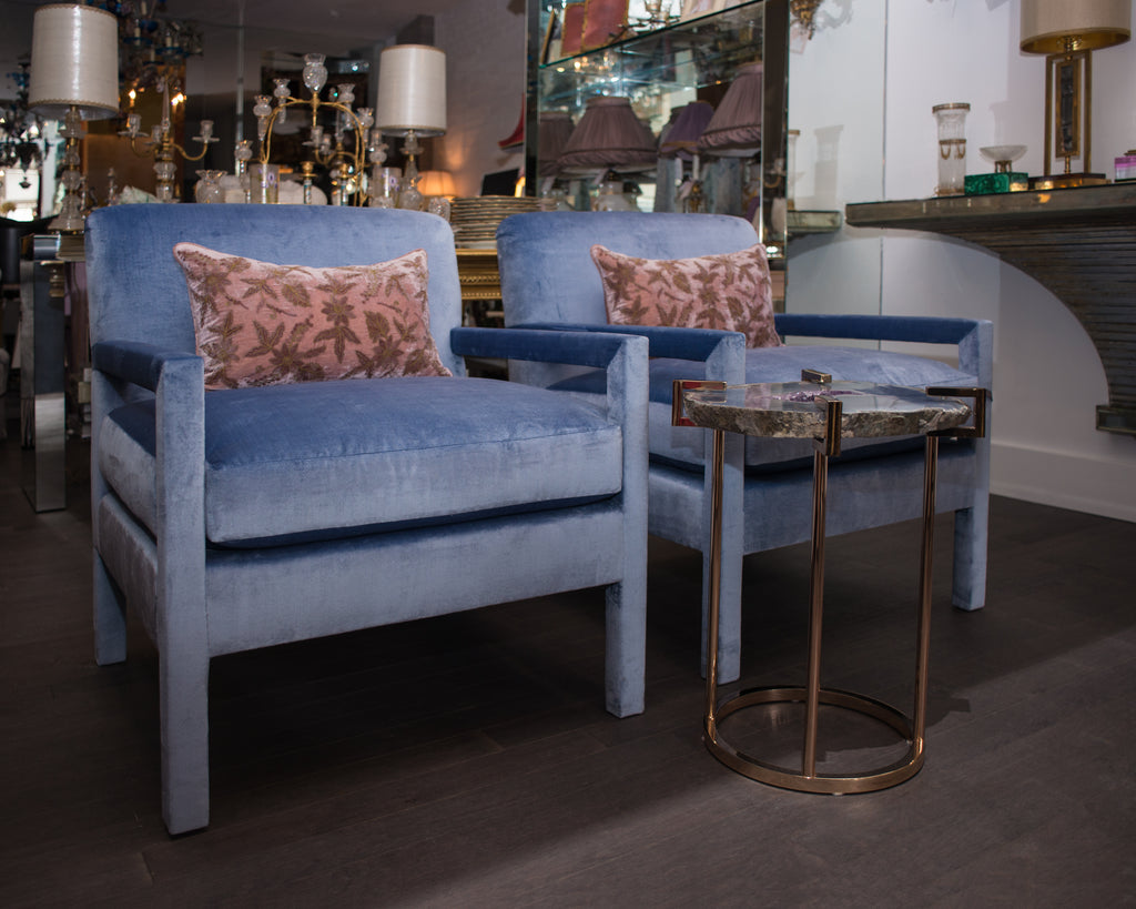 STUDIO MAISON NURITA PARSONS CHAIR UPHOLSTERED IN DELFT SILK VELVET