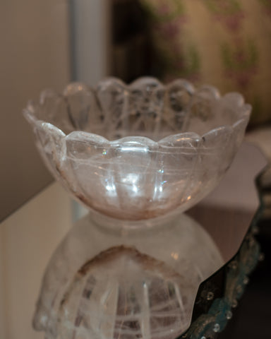 LARGE SCALLOPED ROCK CRYSTAL BOWL