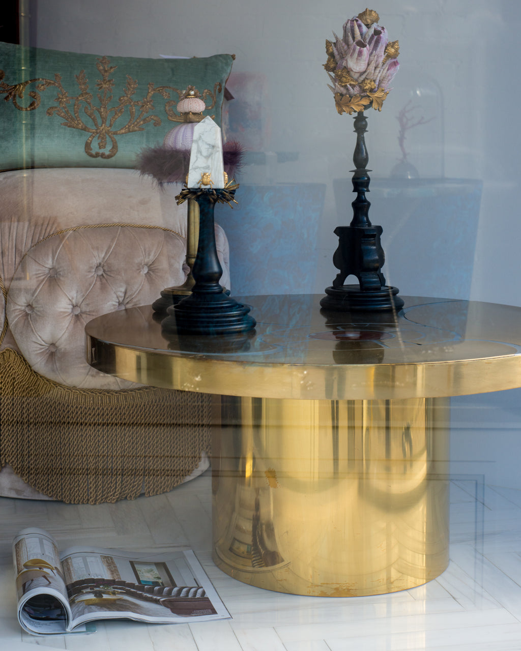 Lova Creations MID-CENTURY METAL & AGATE TABLE