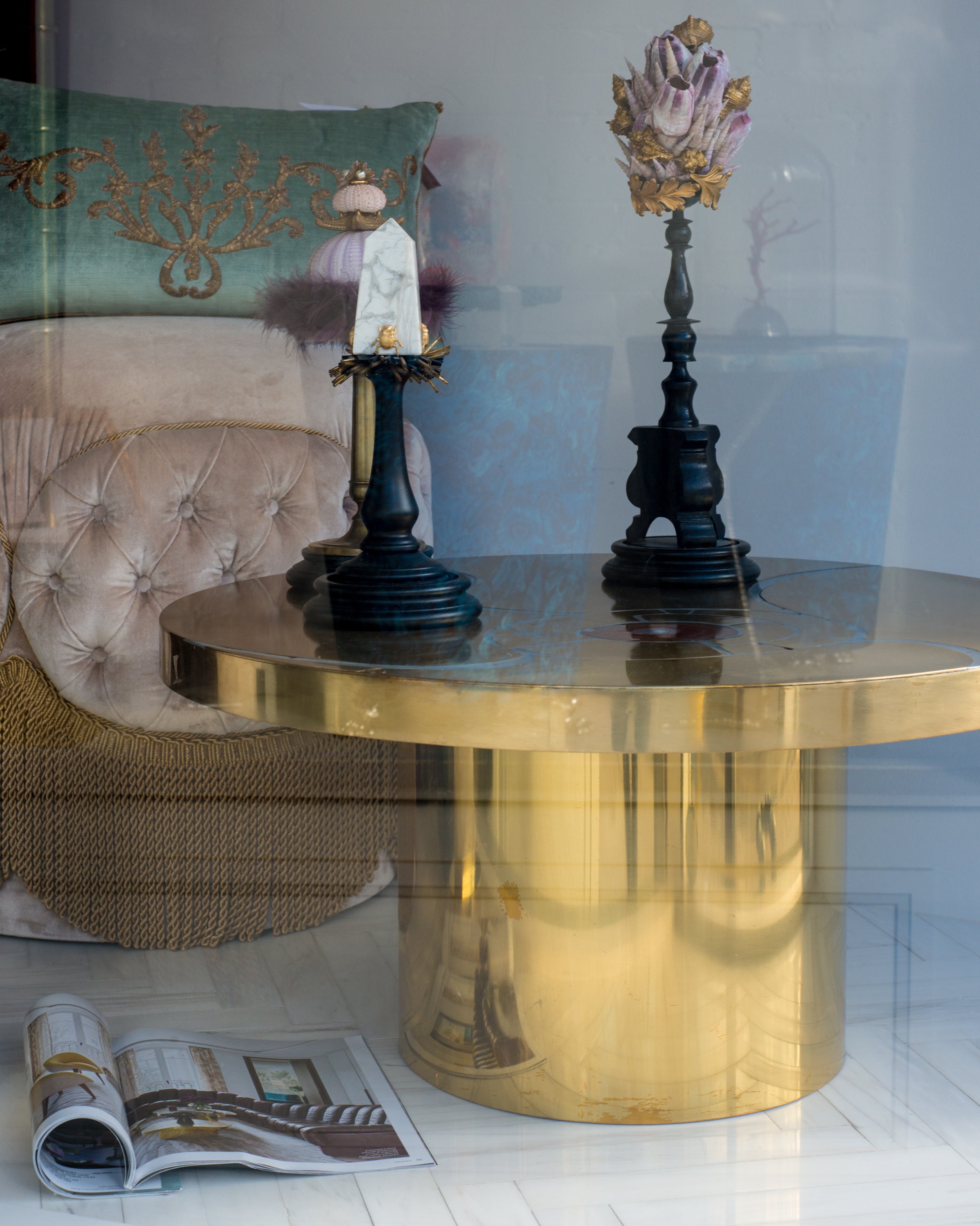 Lova Creations MID-CENTURY METAL & AGATE TABLE