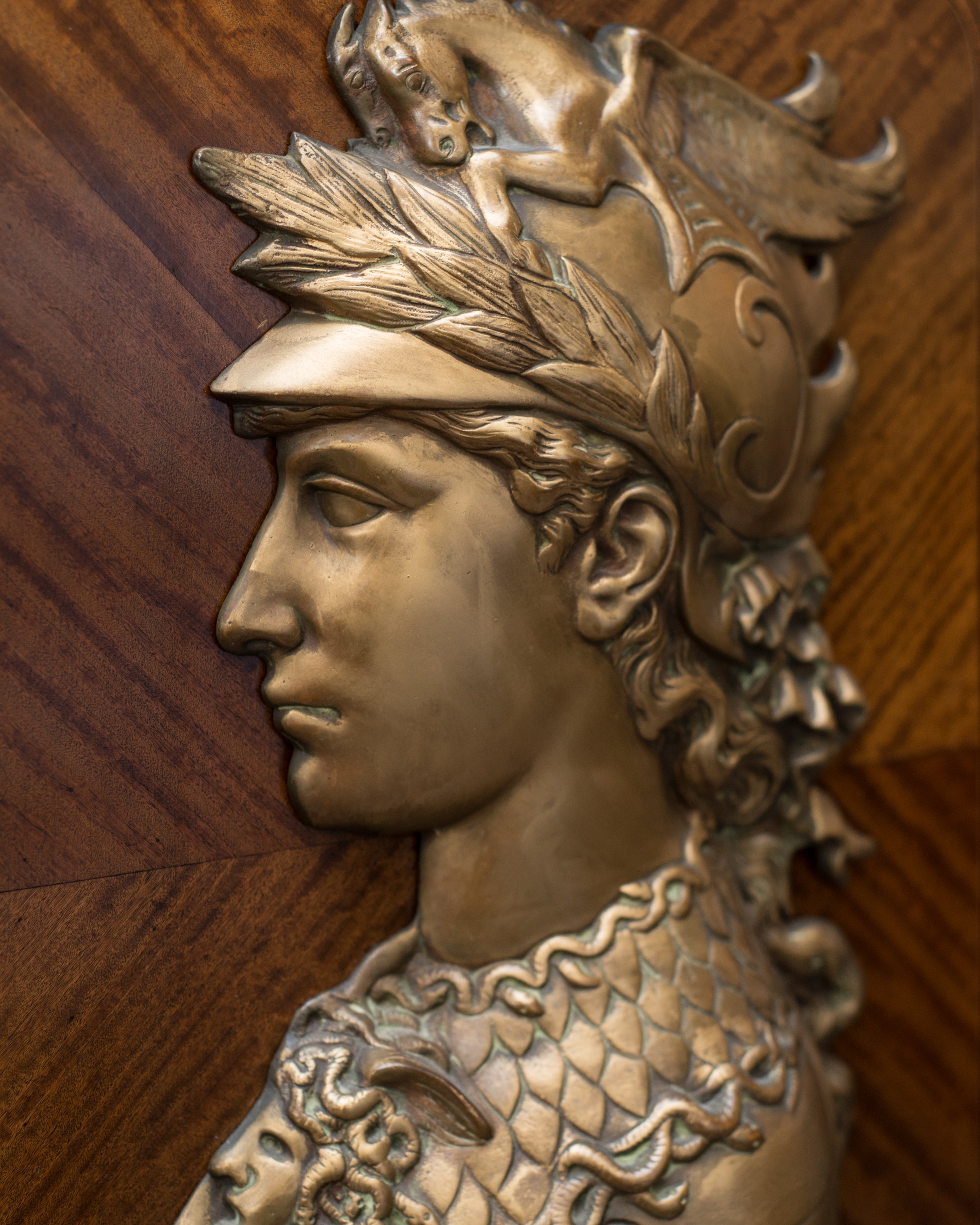 ANTIQUE FRENCH COMMODE WITH BRONZE RELIEFS