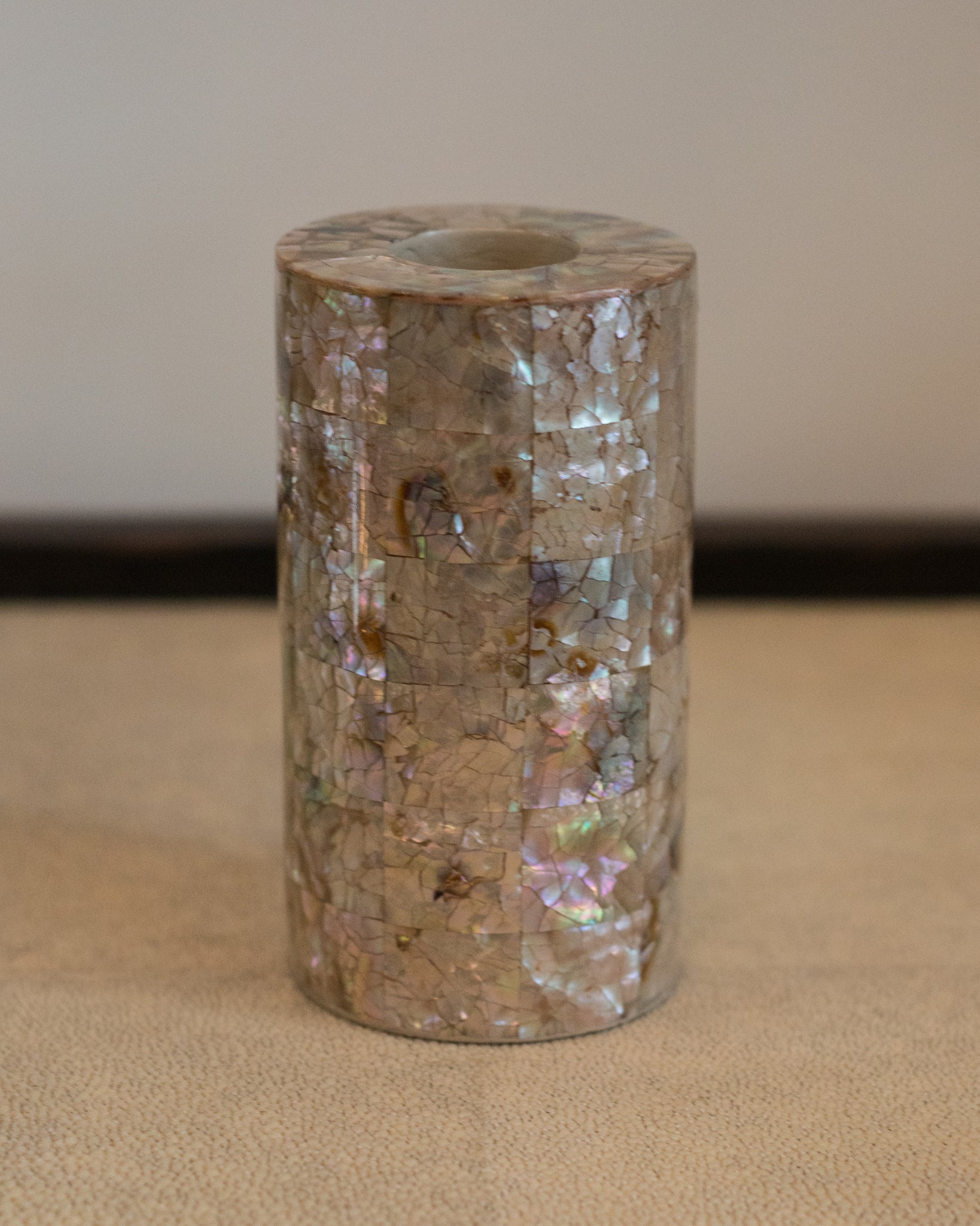 INLAID MOTHER OF PEARL ROUND SOAP DISPENSER HOLDER