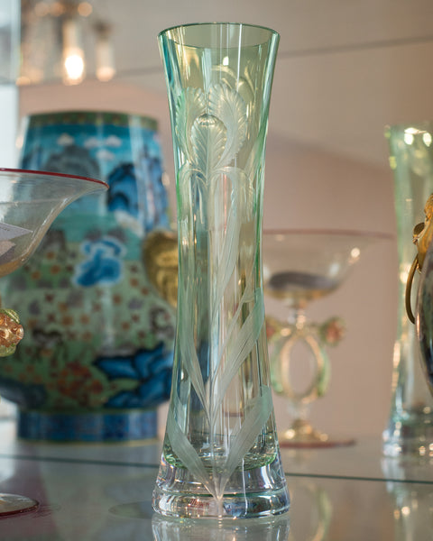 CONTEMPORARY GREEN MOSER IRIS VASE