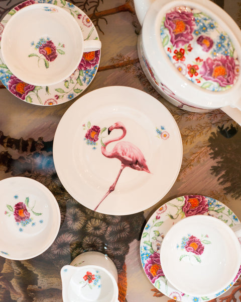 CONTEMPORARY FLAMINGO TEA SET, LOU ROTA LONDON