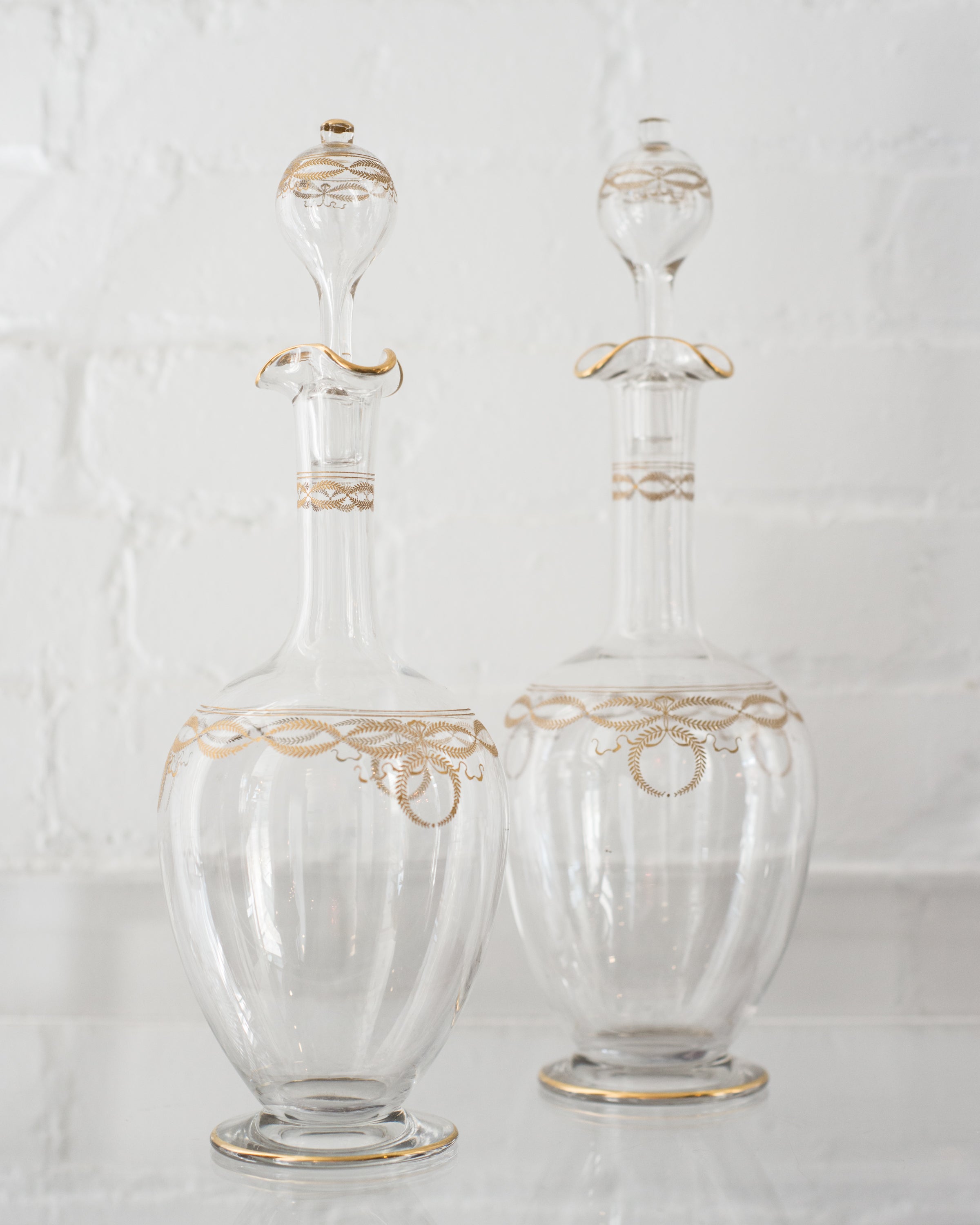 ANTIQUE GOLD AND GLASS DECANTER