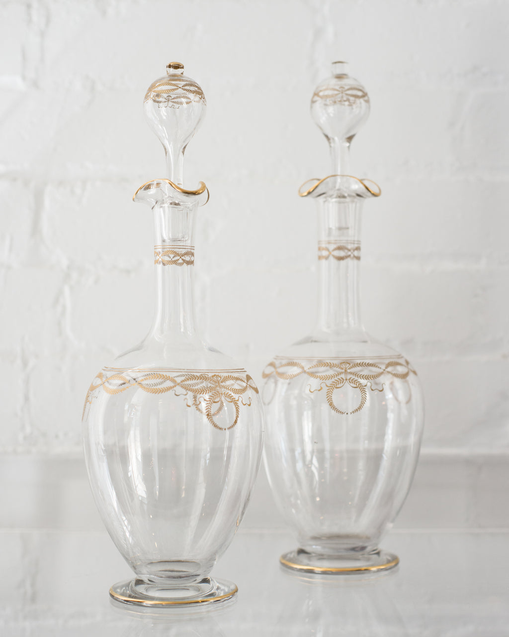 ANTIQUE GOLD AND GLASS DECANTER