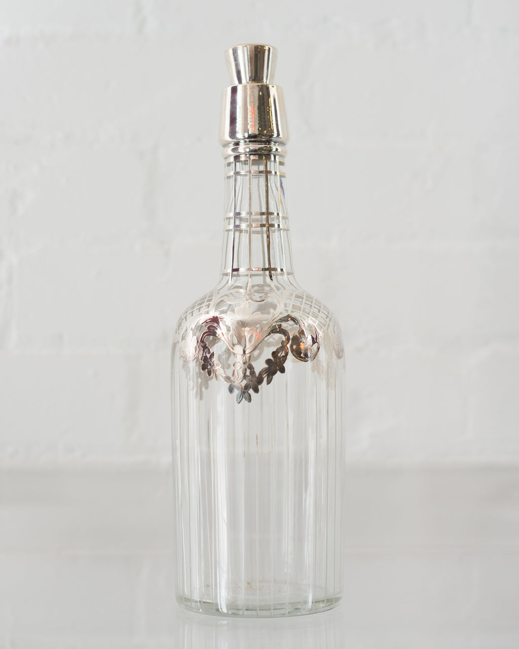 ANTIQUE CRYSTAL & STERLING SILVER DECANTER