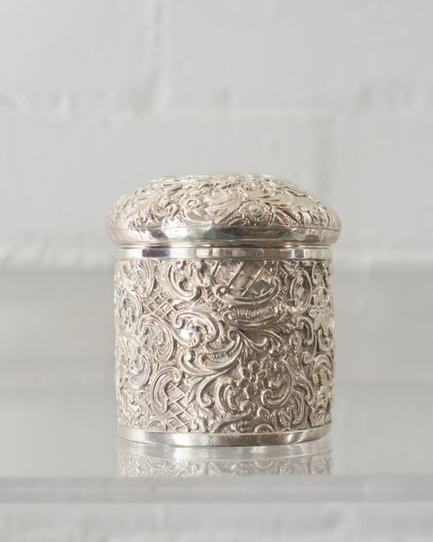 ANTIQUE ENGLISH STERLING SILVER CONTAINER WITH A LID
