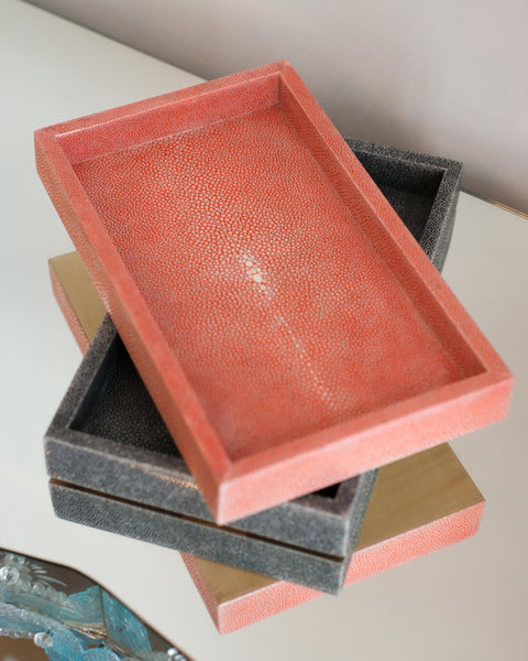 A small key tray completely covered in Shagreen with sycamore wood.