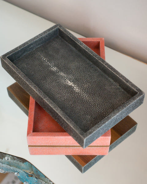 A small key tray completely covered in Shagreen with sycamore wood.