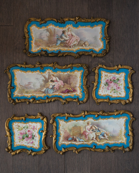 ANTIQUE SET OF 5 SÈVRES PORCELAIN AND BRONZE PLAQUES
