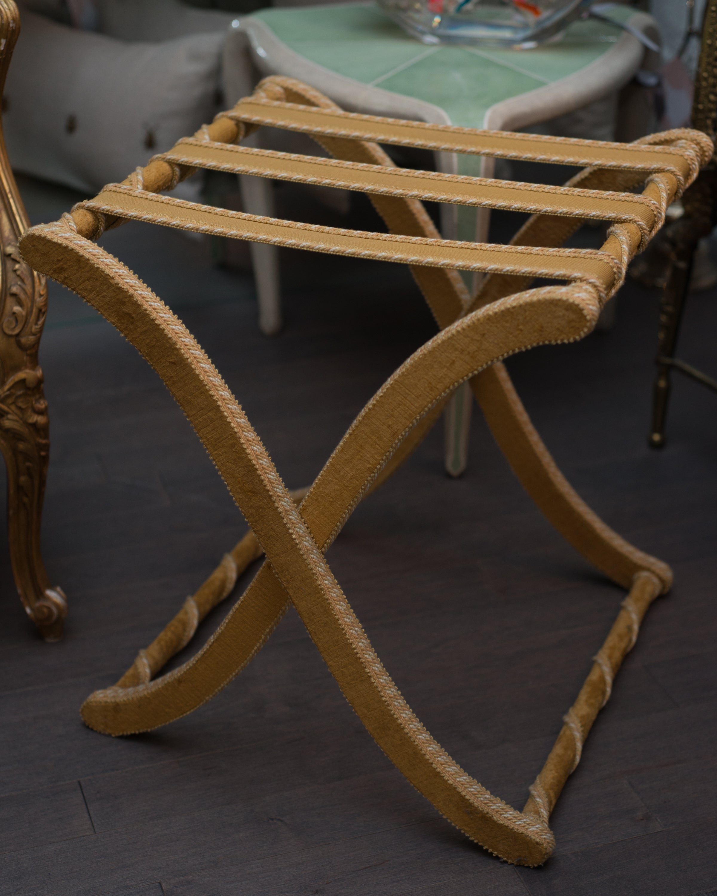 CONTEMPORARY YELLOW VELVET FOLDING TABLE, ROME