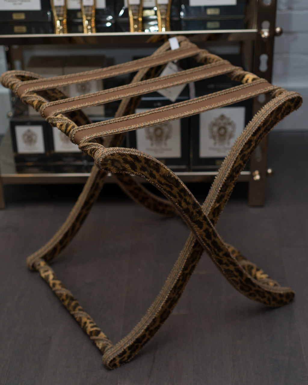 CONTEMPORARY LEOPARD VELVET FOLDING TABLE, ROME