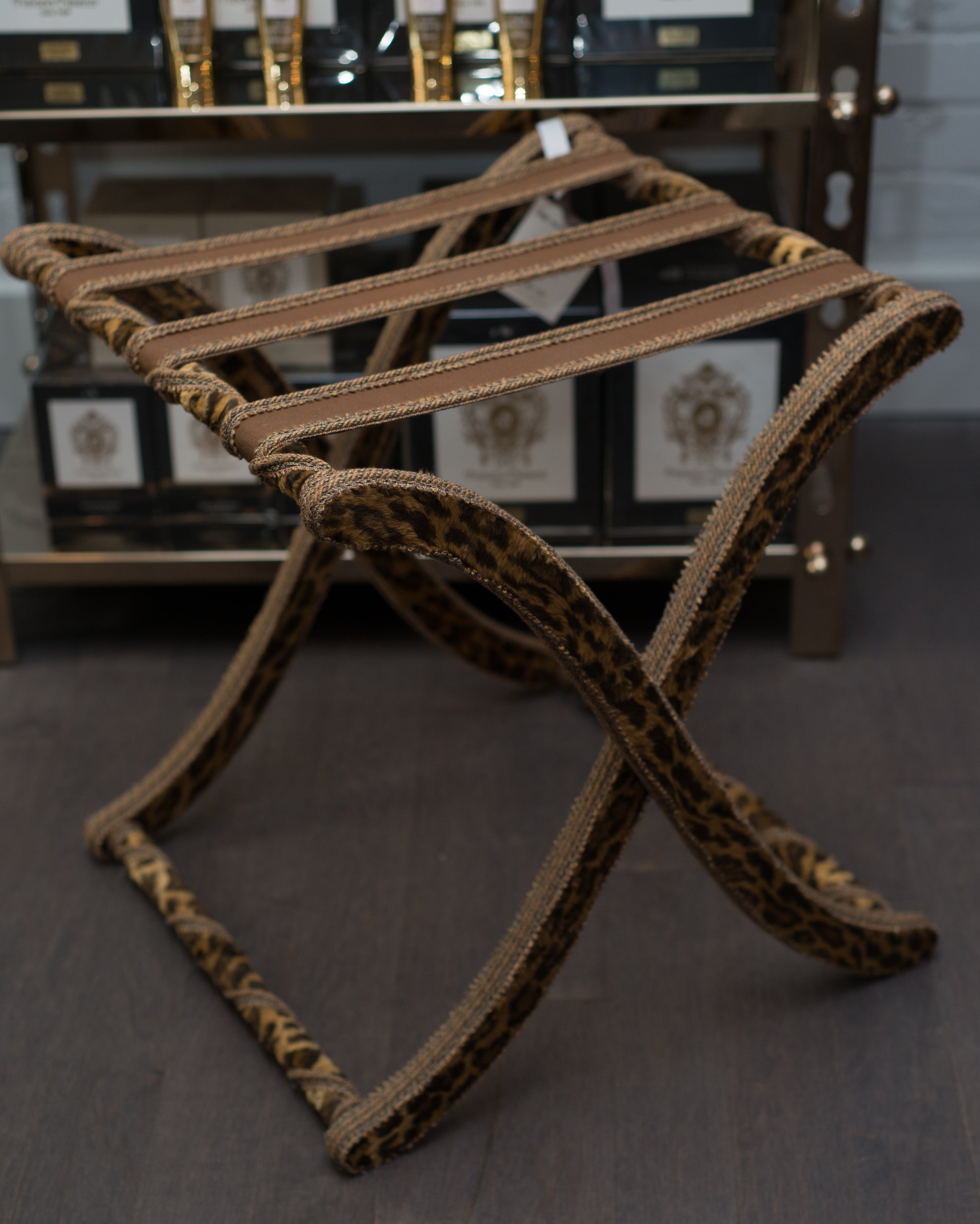 CONTEMPORARY LEOPARD VELVET FOLDING TABLE, ROME