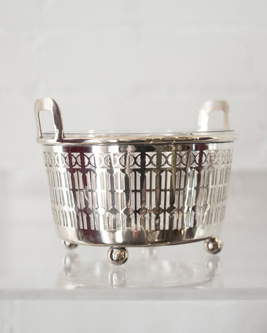 MID-CENTURY STERLING SILVER & CRYSTAL ICE BUCKET