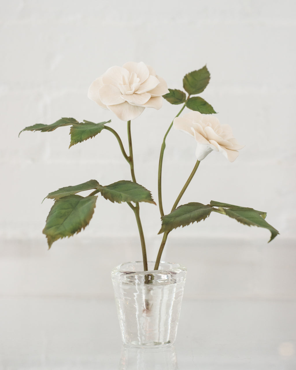 SMALL WHITE PORCELAIN ROSEBUSH