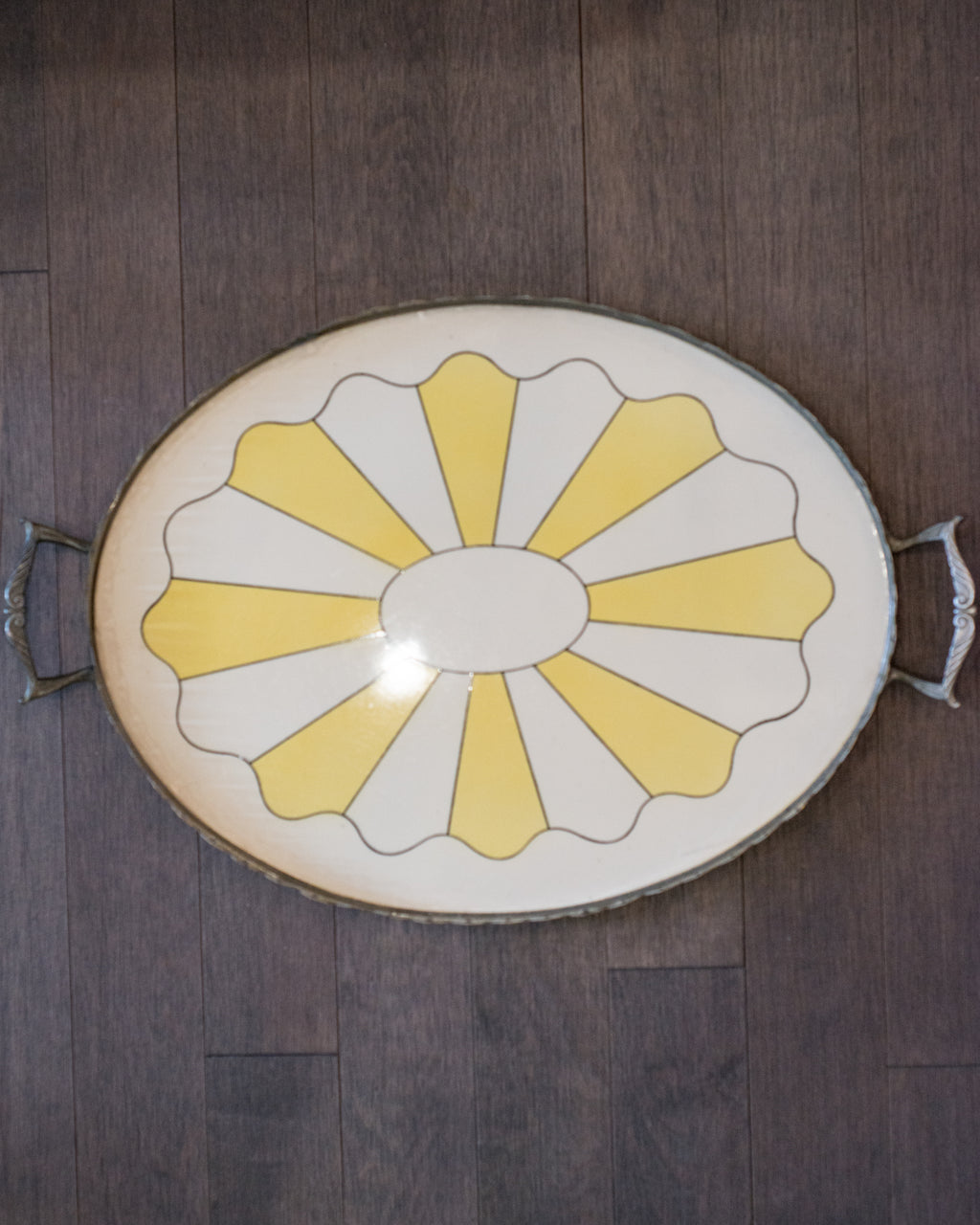 ANTIQUE DUTCH YELLOW & WHITE PORCELAIN OVAL TRAY