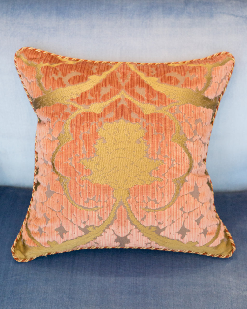BEVILACQUA PINK & GOLD SILK VELVET PILLOW