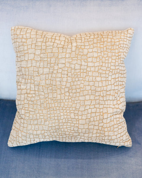 PALE GREY & GOLD CROCODILE VELVET PILLOW