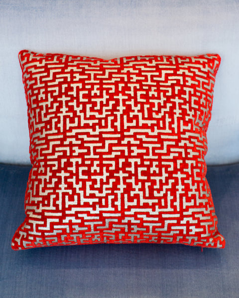 RED & SILVER VELVET PILLOW