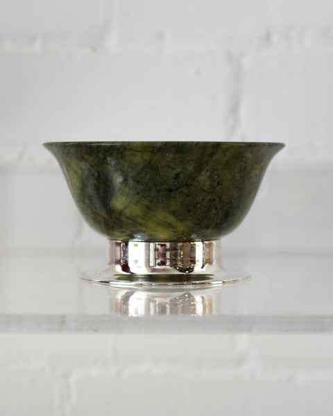 LARGE JADE BOWL ON A 925 STERLING SILVER BASE
