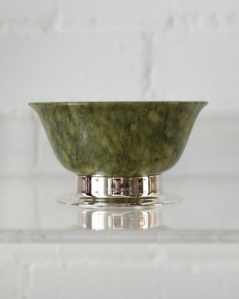 LARGE JADE BOWL ON A 925 STERLING SILVER BASE