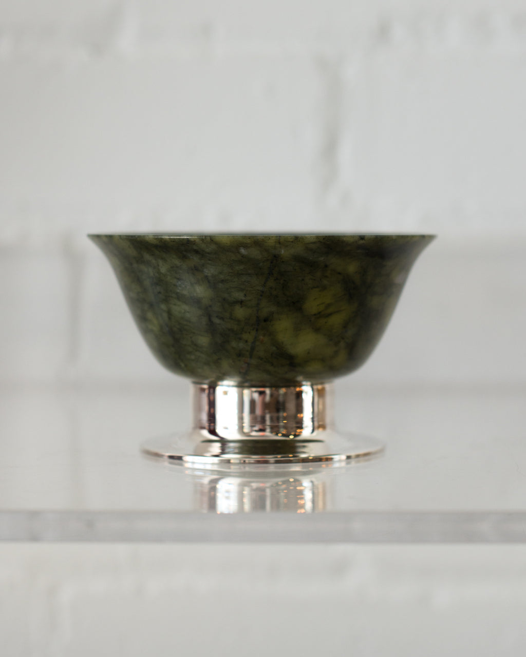 SMALL JADE BOWL ON A 925 STERLING SILVER BASE