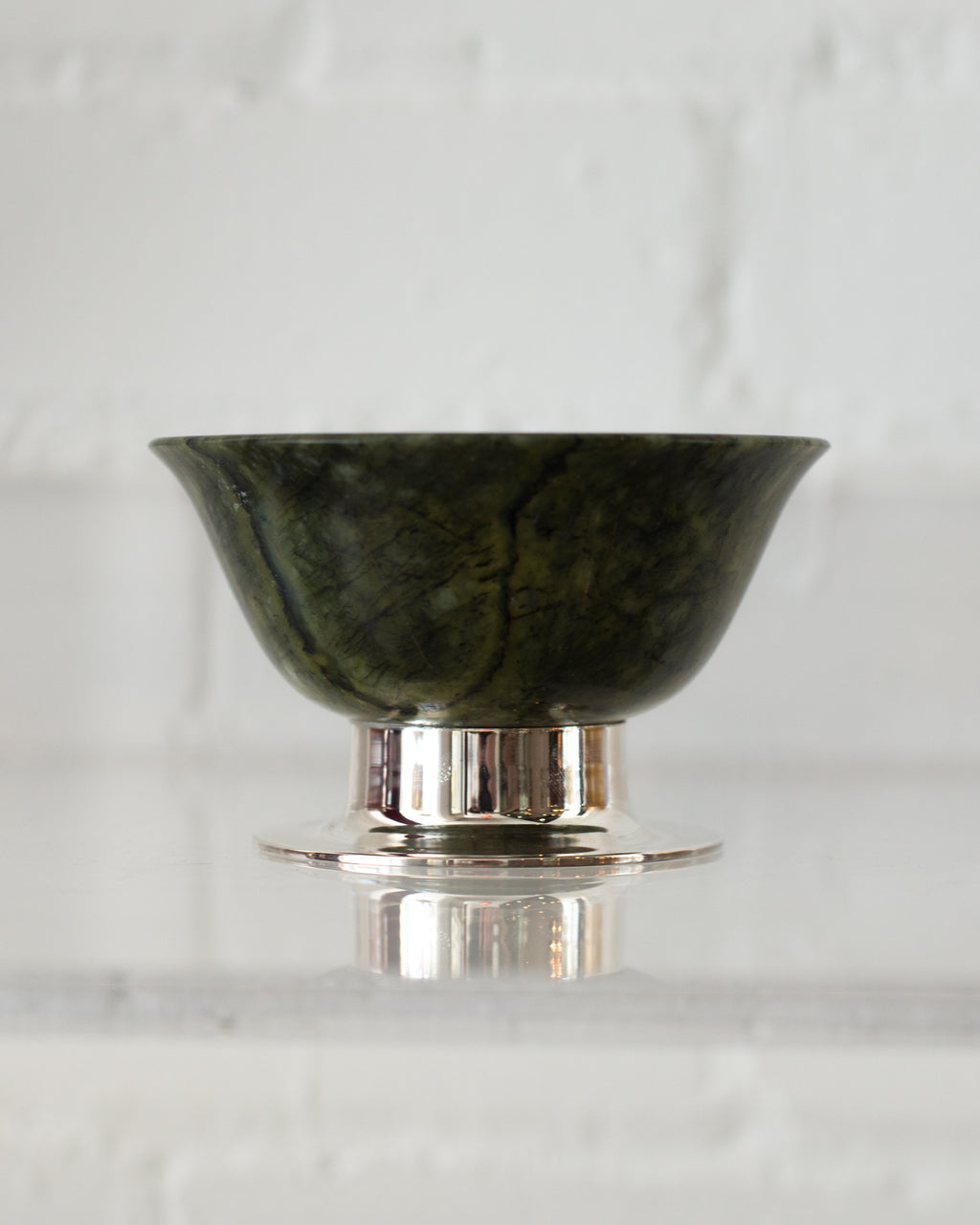 SMALL JADE BOWL ON A 925 STERLING SILVER BASE