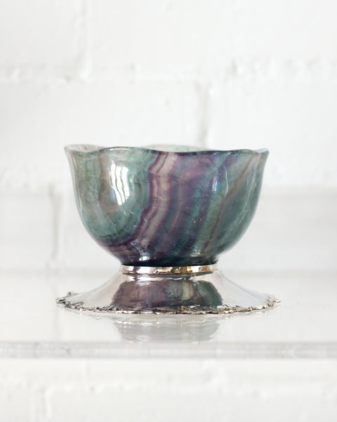 FLUORITE BOWL ON A 925 STERLING SILVER BASE