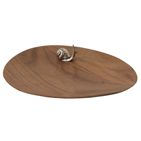 ASYMMETRIC ROSEWOOD PLATTER WITH A 925 STERLING SILVER SNAIL