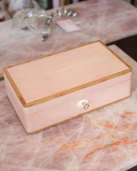 CONTEMPORARY SHAGREEN PALE PINK RECTANGULAR BOX