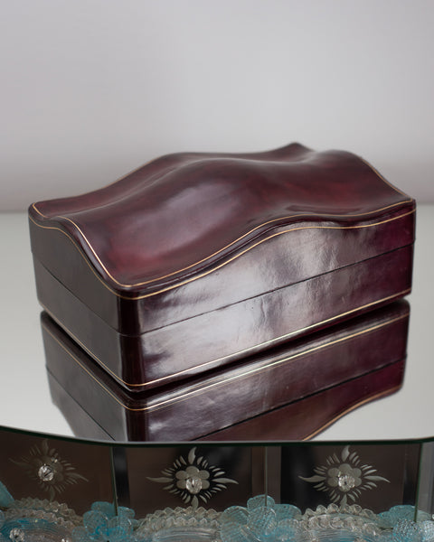 LARGE BURGUNDY LEATHER BOX