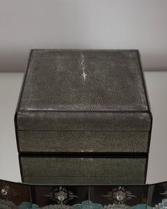 SQUARE GREY SHAGREEN BOX