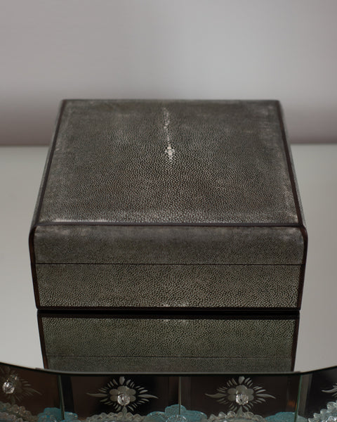 SQUARE GREY SHAGREEN BOX