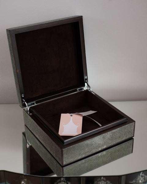 SQUARE GREY SHAGREEN BOX