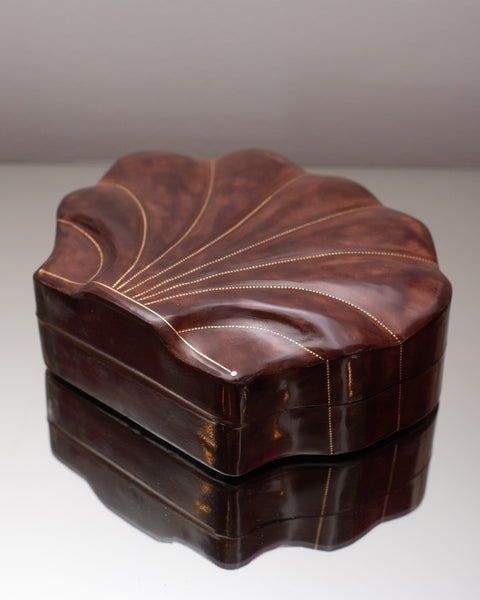 LARGE BURGUNDY LEATHER SHELL BOX